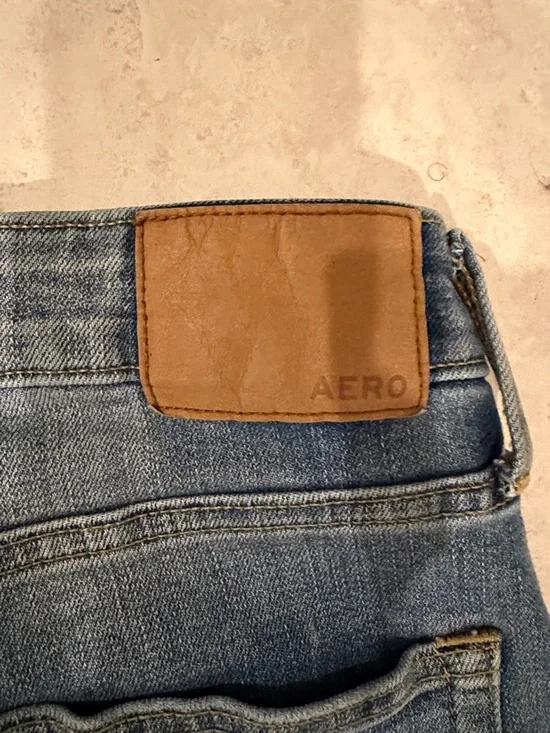 Aeropostale Stacked Ultra Skinny Distressed Jeans - Blue Denim - Picture 7 of 8